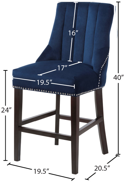 Oxford Velvet / Engineered Wood / Metal / Foam Contemporary Navy Velvet Stool - 19.5" W x 20.5" D x 40" H