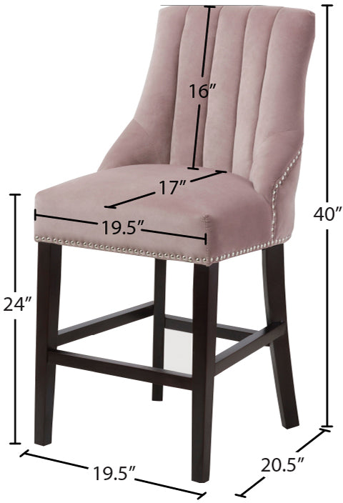 Oxford Velvet / Engineered Wood / Metal / Foam Contemporary Pink Velvet Stool - 19.5" W x 20.5" D x 40" H