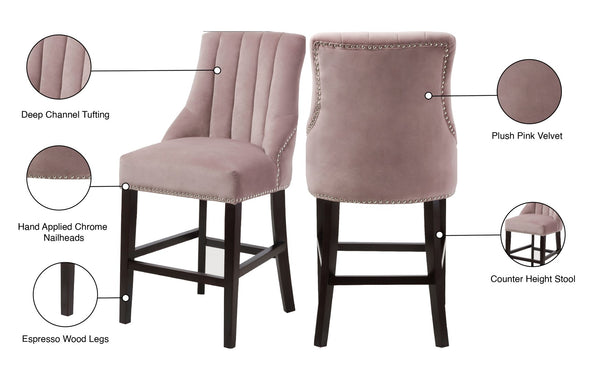 Oxford Velvet / Engineered Wood / Metal / Foam Contemporary Pink Velvet Stool - 19.5" W x 20.5" D x 40" H