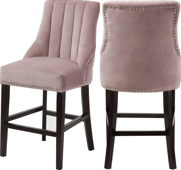 Oxford Velvet / Engineered Wood / Metal / Foam Contemporary Pink Velvet Stool - 19.5" W x 20.5" D x 40" H