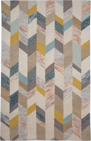 Arazad Graphic Chevron Tufted Rug, Turquoise/Gold, 9ft-6in x 13ft-6in Area Rug