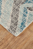 Arazad Retro Styled Modern Rug, Blue Diamonds, 9ft - 6in x 13ft - 6in Area Rug