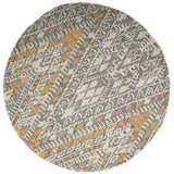 Arazad Tufted Rug, Large Tribal Graphic, Tangerine Orange, 8ft x 8ft Round