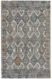Arazad Tufted Tribal Diamond Rug, Black/Orange/Teal9ft-6in x 13ft-6in