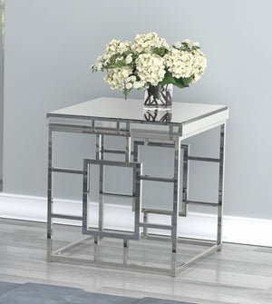 Contemporary Geometric Frame Square End Table Chrome