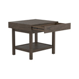 Modern Rectangle End Table with Shelf Wheat Brown