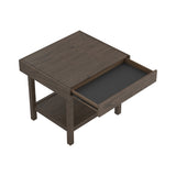 Modern Rectangle End Table with Shelf Wheat Brown