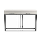 Contemporary 2-drawer Rectangular Sofa Table Glossy White and Chrome