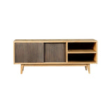 Contemporary TV Console with Sliding Doors Natural