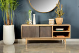 Contemporary TV Console with Sliding Doors Natural