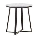 Modern Metal Base Round End Table White and Matte Black