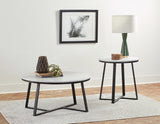 Modern Metal Base Round End Table White and Matte Black