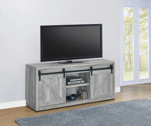 Country Rustic 59-inch 3-shelf Sliding Doors TV Console