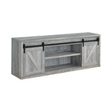 Country Rustic 71-inch 3-shelf Sliding Doors TV Console