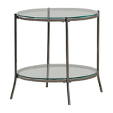 Casual Round Glass Top End Table Black Nickel and Clear