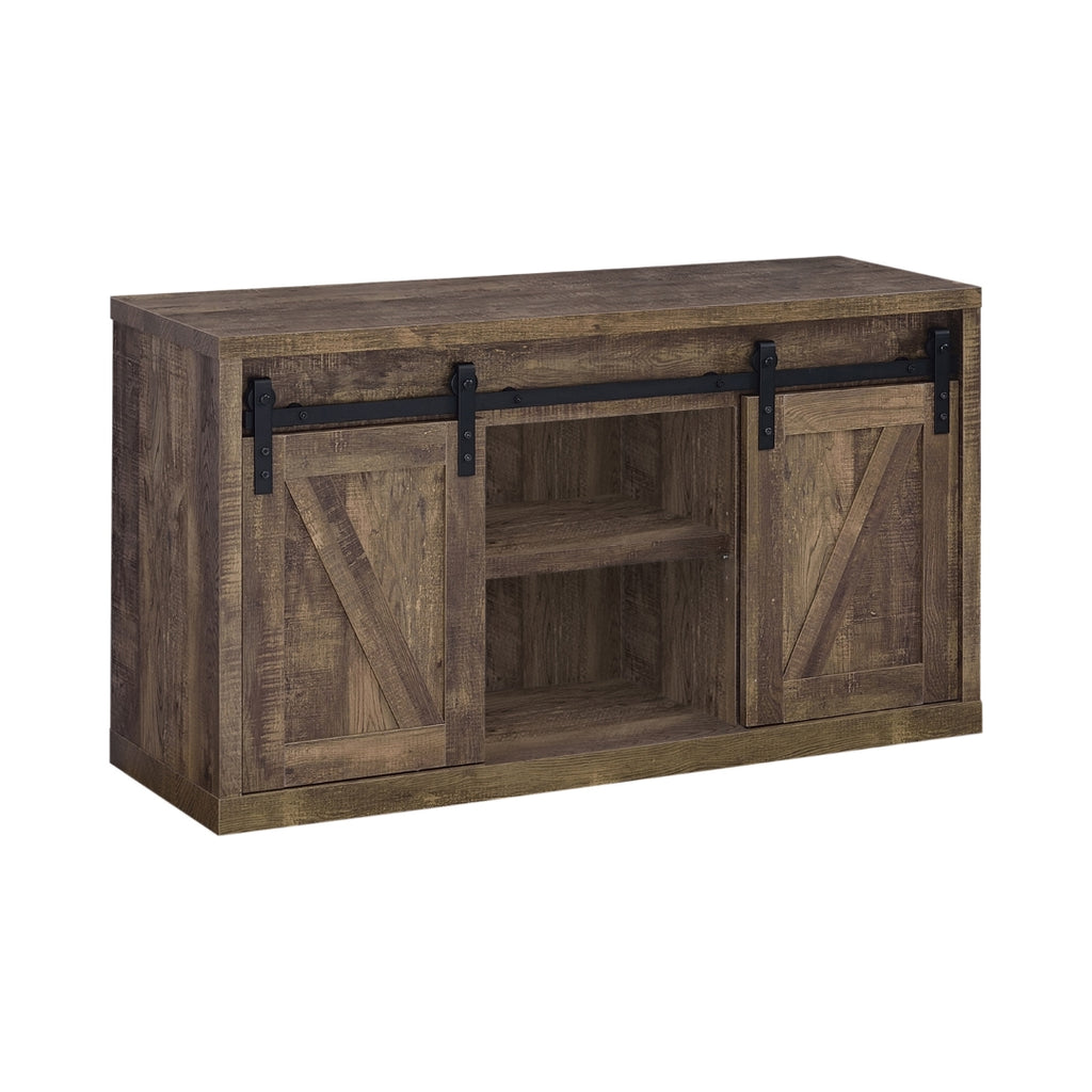 Country Rustic 48-inch 3-shelf Sliding Doors TV Console