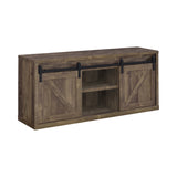 Country Rustic 59-inch 3-shelf Sliding Doors TV Console