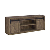 Country Rustic 71-inch 3-shelf Sliding Doors TV Console