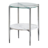 Modern Round Glass Top End Table Clear and Chrome