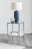 Modern Round Glass Top End Table Clear and Chrome