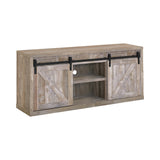 Country Rustic 59-inch 3-shelf Sliding Doors TV Console