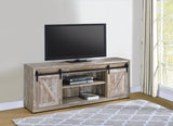 Country Rustic 71-inch 3-shelf Sliding Doors TV Console