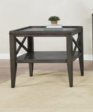 Casual 1-shelf Glass Top End Table Weathered Grey