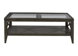 Casual Glass Top Coffee Table with Lower Shelf Weathered Grey