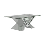 Caldwell Contemporary V-shaped Coffee Table with Glass Top Silver