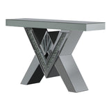 Caldwell Contemporary V-shaped Sofa Table with Glass Top Silver