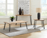 Gano Casual End Table with Hairpin Leg Natural and Matte Black