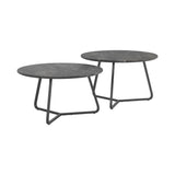 Lennox Contemporary 2-piece Round Coffee Table Set Faux Slate and Matte Black