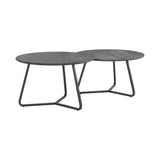 Lennox Contemporary 2-piece Round Coffee Table Set Faux Slate and Matte Black