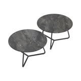 Lennox Contemporary 2-piece Round Coffee Table Set Faux Slate and Matte Black