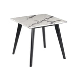 Contemporary Square Faux Marble Top End Table Black and White