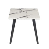 Contemporary Square Faux Marble Top End Table Black and White