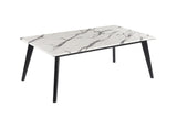 Contemporary Rectangle Faux Marble Top Coffee Table Black and White