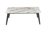 Contemporary Rectangle Faux Marble Top Coffee Table Black and White