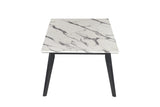 Contemporary Rectangle Faux Marble Top Coffee Table Black and White