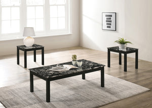 Casual Faux Marble Rectangle 3-piece Occasional Table Set Black