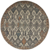 Arazad Tufted Tribal Diamond Rug, Black/Orange/Teal8ft x 8ft Round