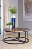 Contemporary Round Modular Coffee Table Walnut and Black