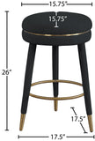 Coral Boucle Fabric / Stainless Steel / Plywood / Foam Contemporary Black Boucle Fabric Counter Stool - 17.5" W x 17.5" D x 26" H