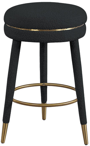 Coral Boucle Fabric / Stainless Steel / Plywood / Foam Contemporary Black Boucle Fabric Counter Stool - 17.5" W x 17.5" D x 26" H