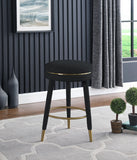 Coral Boucle Fabric / Stainless Steel / Plywood / Foam Contemporary Black Boucle Fabric Counter Stool - 17.5" W x 17.5" D x 26" H