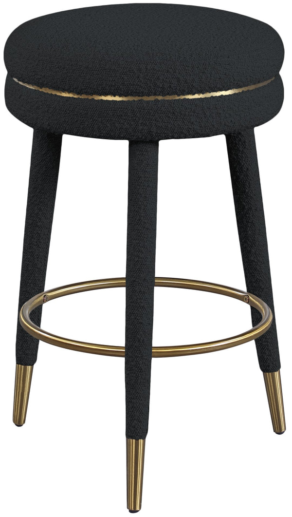 Coral Boucle Fabric / Stainless Steel / Plywood / Foam Contemporary Black Boucle Fabric Counter Stool - 17.5" W x 17.5" D x 26" H