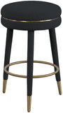 Coral Boucle Fabric / Stainless Steel / Plywood / Foam Contemporary Black Boucle Fabric Counter Stool - 17.5" W x 17.5" D x 26" H