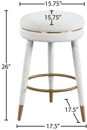 Coral Boucle Fabric / Stainless Steel / Plywood / Foam Contemporary Cream Boucle Fabric Counter Stool - 17.5" W x 17.5" D x 26" H