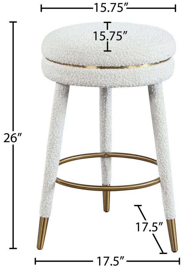 Coral Boucle Fabric / Stainless Steel / Plywood / Foam Contemporary Cream Boucle Fabric Counter Stool - 17.5" W x 17.5" D x 26" H