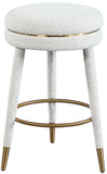 Coral Boucle Fabric / Stainless Steel / Plywood / Foam Contemporary Cream Boucle Fabric Counter Stool - 17.5" W x 17.5" D x 26" H